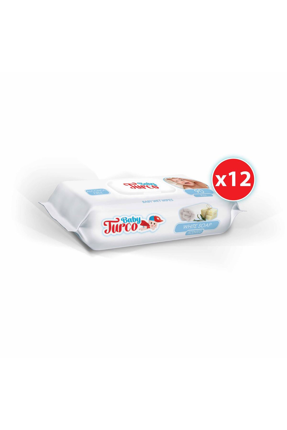 Beyaz Sabun Kokulu Islak Havlu 12x90 Lı
